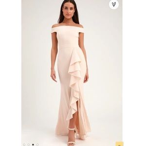 LULUS Creme Ruffled Off Shoulder Maxi Dress🤍✨